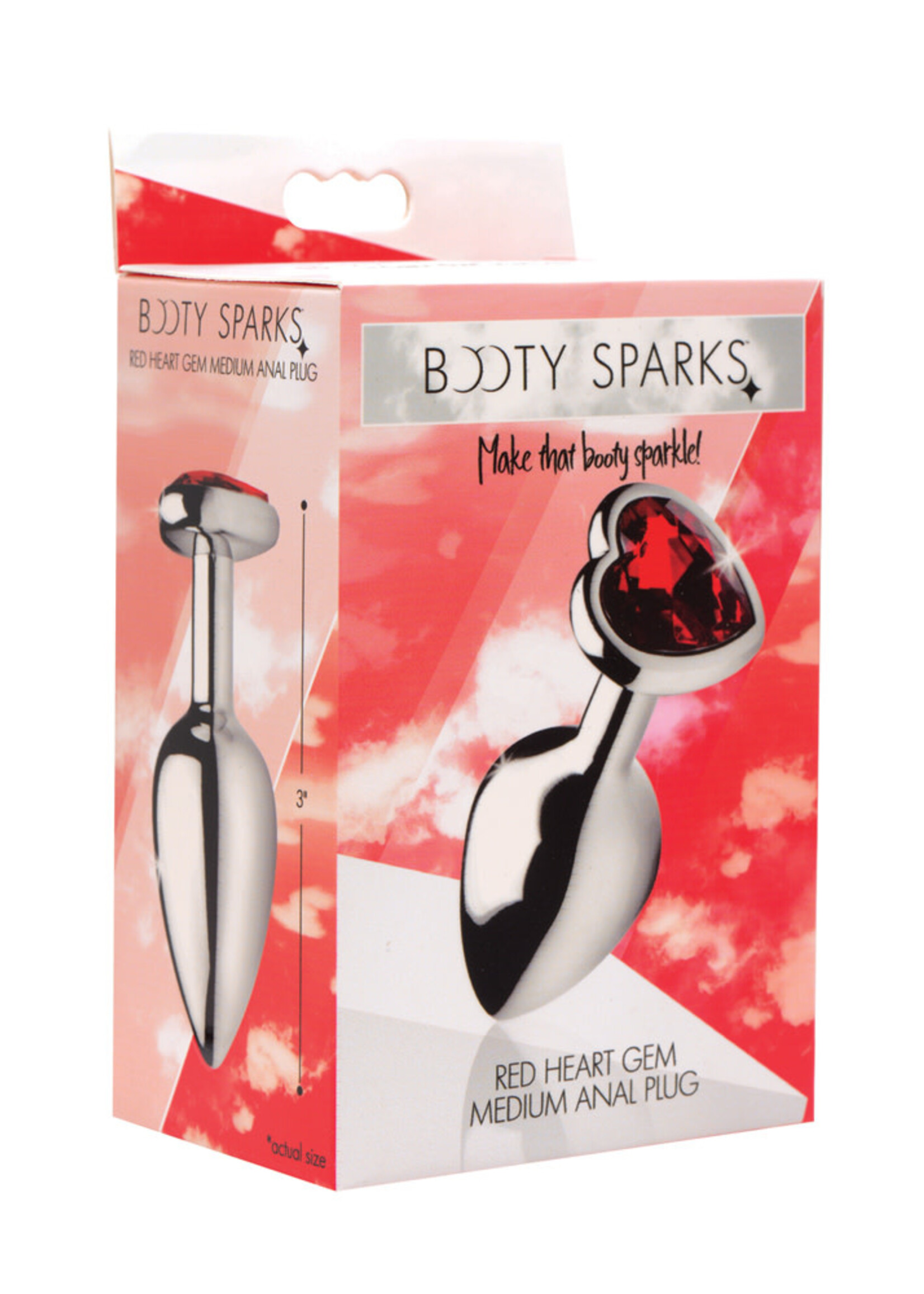 XR Brands Booty Sparks Booty Sparks Red Heart Anal Plug Med