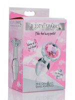 XR Brands Booty Sparks Booty Sparks Pink Gem Glass Anal Plug - Small - Pink