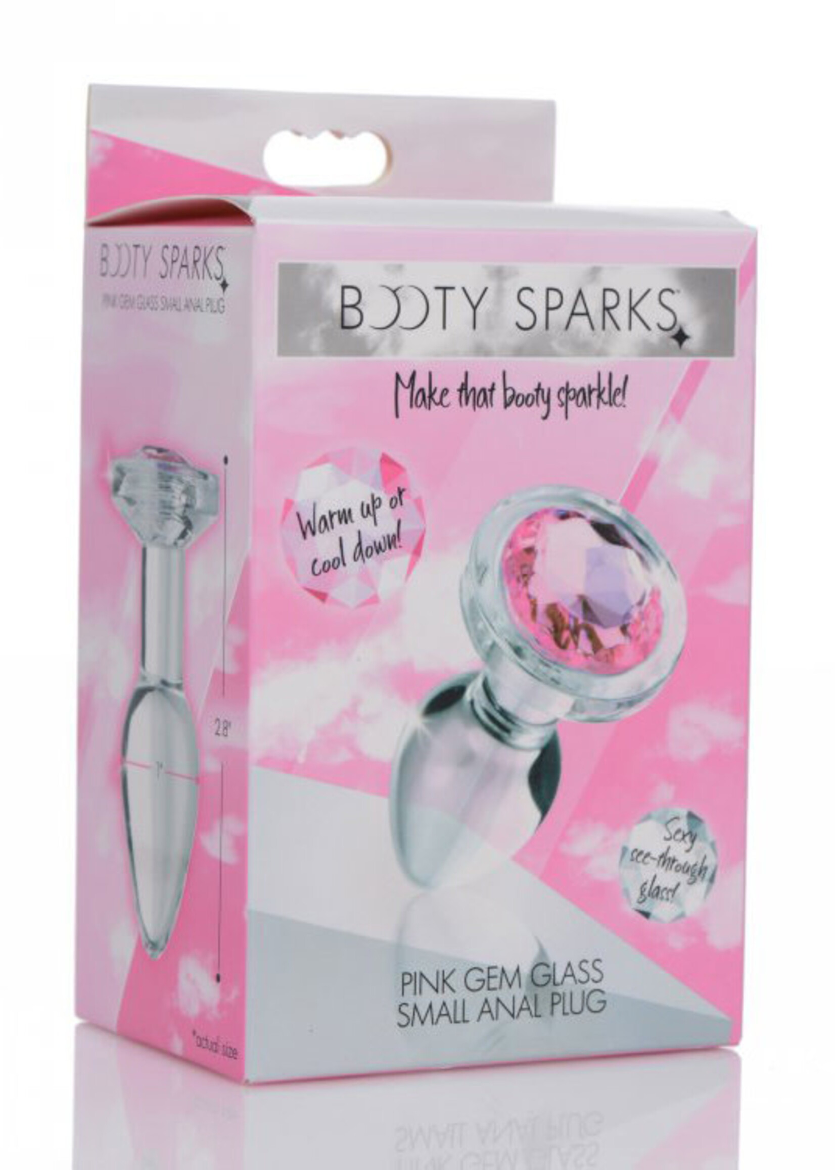 XR Brands Booty Sparks Booty Sparks Pink Gem Glass Anal Plug - Small - Pink