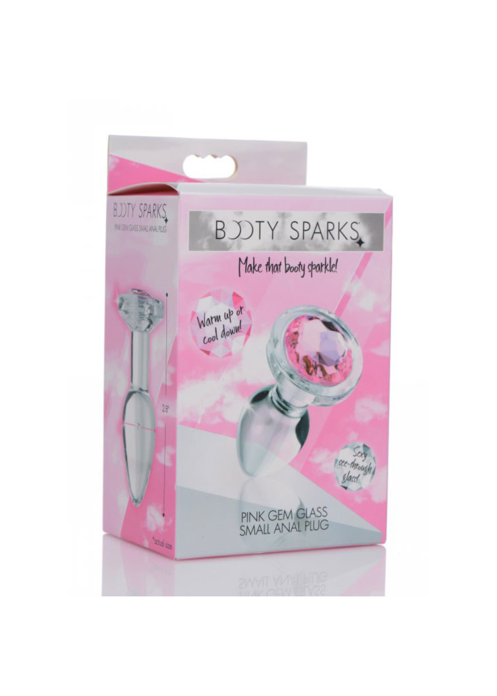XR Brands Booty Sparks Booty Sparks Pink Gem Glass Anal Plug - Small - Pink