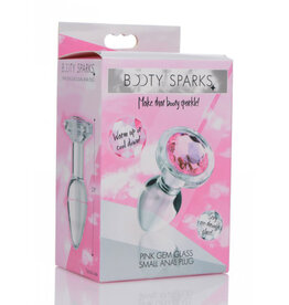 XR Brands Booty Sparks Booty Sparks Pink Gem Glass Anal Plug - Small - Pink