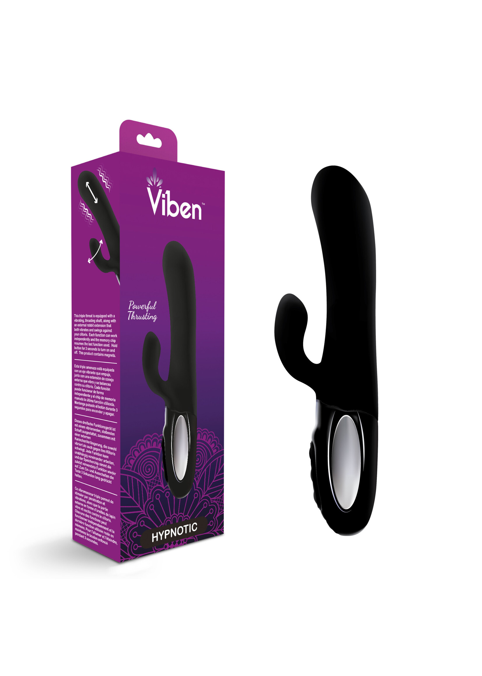 Viben Hypnotic - Black - Thrusting Rabbit With Swinging Clitoral Stimulator