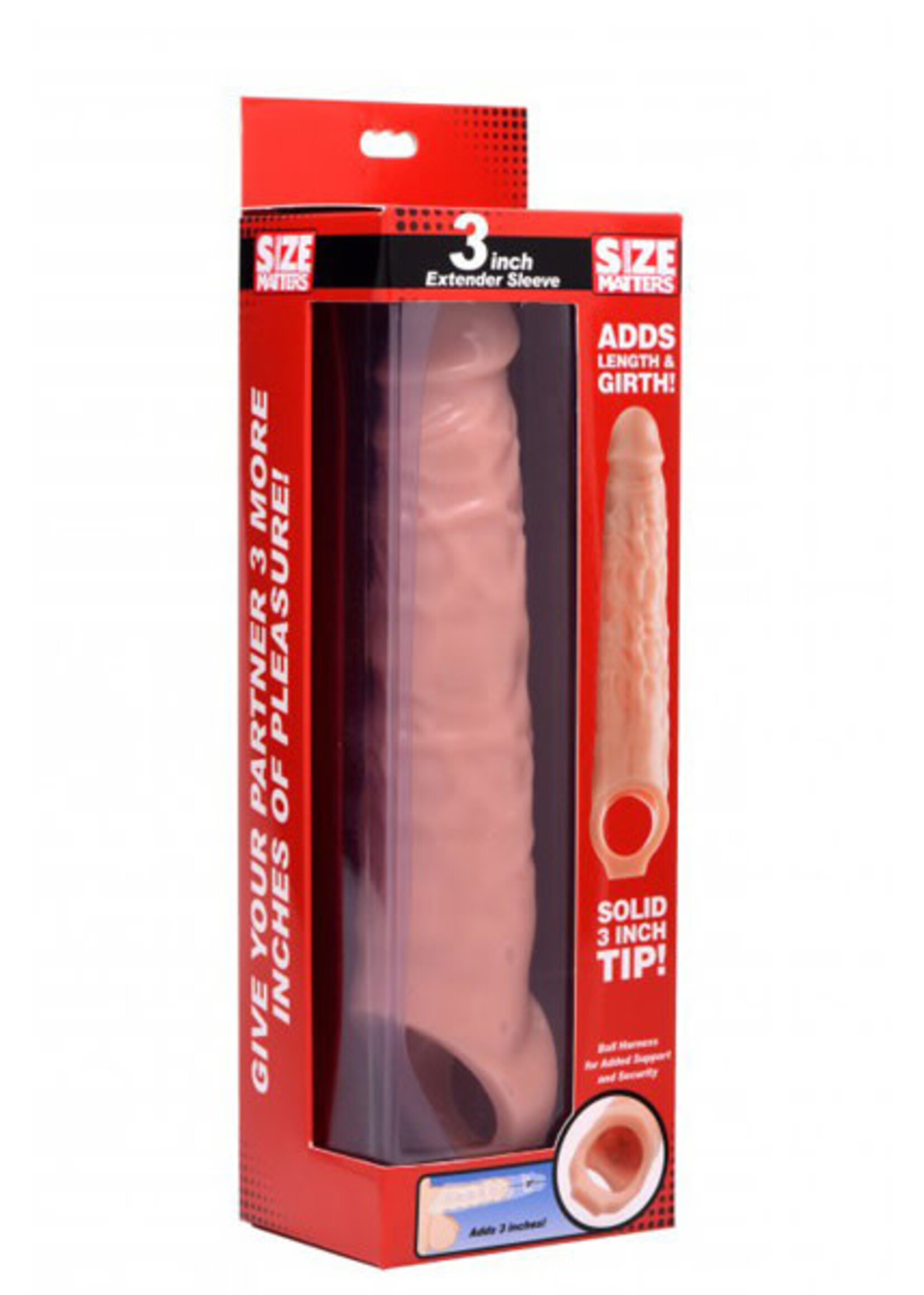 XR Brands Size Matters Size Matters 3 Inch Penis Extender Sleeve - Flesh