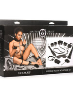 XR Brands Master Series Hook Up 10 Piece Plush Bondage Set - Black