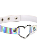 Touch of Fur Holographic Heart Collar - Silver