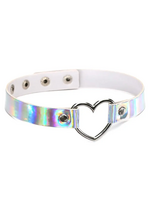 Touch of Fur Holographic Heart Collar - Silver