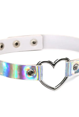 Touch of Fur Holographic Heart Collar - Silver