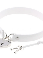 Touch of Fur REAL COW HIDE COLLAR/CHOKER WITH HEART LOCK - White