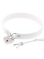 Touch of Fur REAL COW HIDE COLLAR/CHOKER WITH HEART LOCK - White