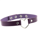 Touch of Fur Adjustable Soft Leather Heart Collar - Purple