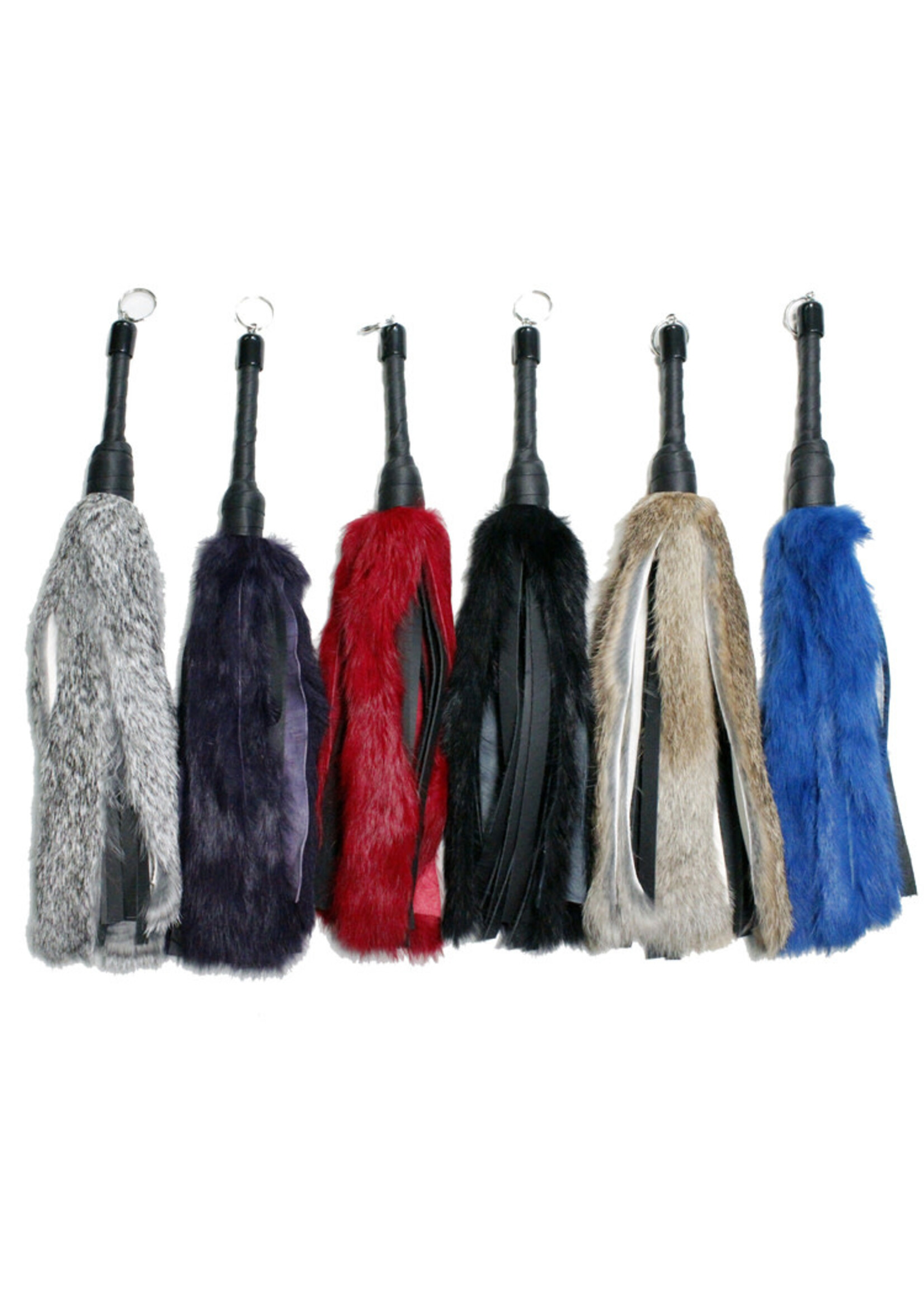 Touch of Fur 16" Rabbit Fur and Leather Flogger Red