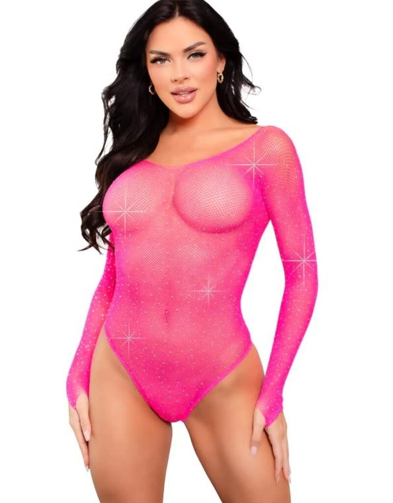 Leg Avenue Rhinestone Snap Crotch Bodysuit - One Size