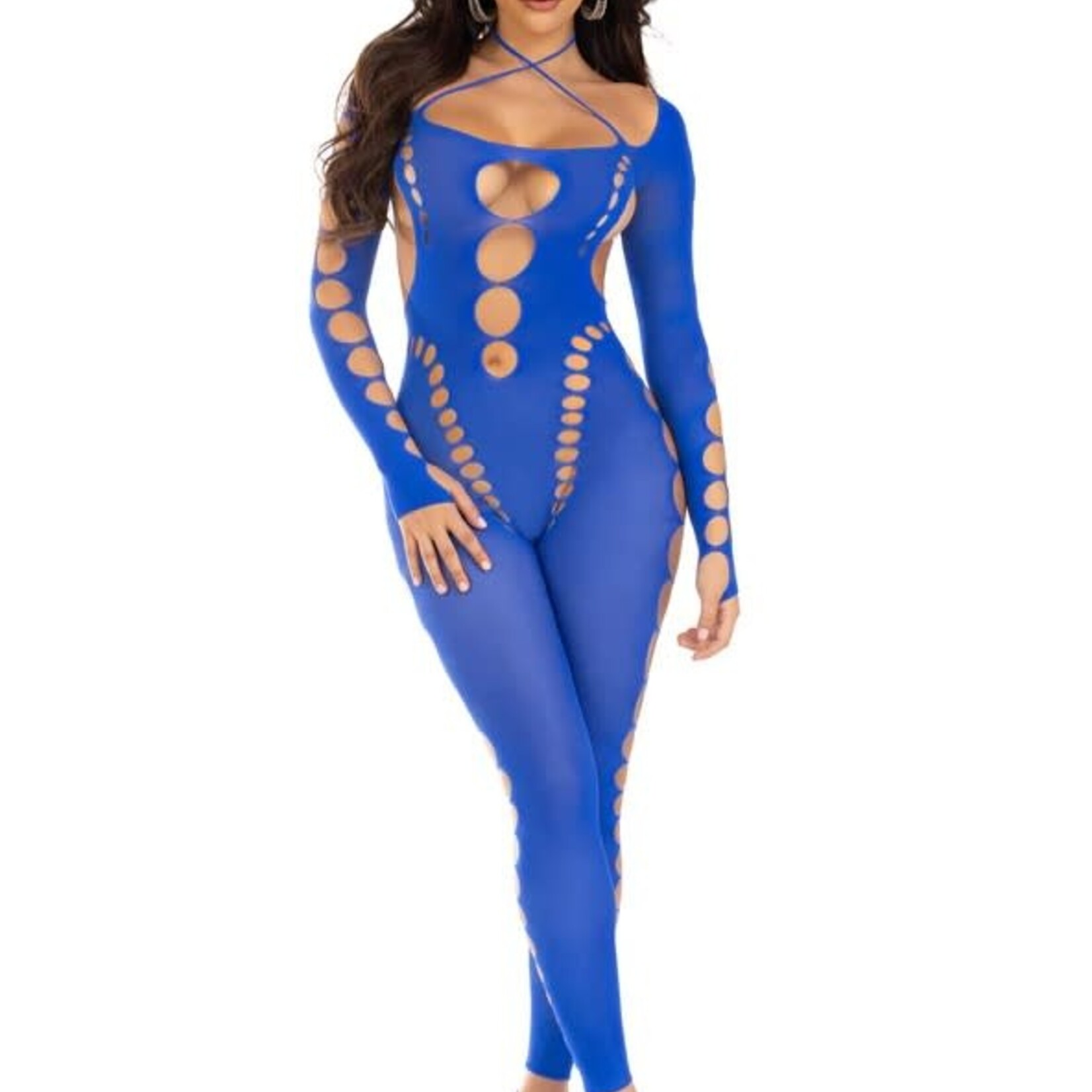 Leg Avenue Opaque Cut Out Footless Bodystocking - One Size
