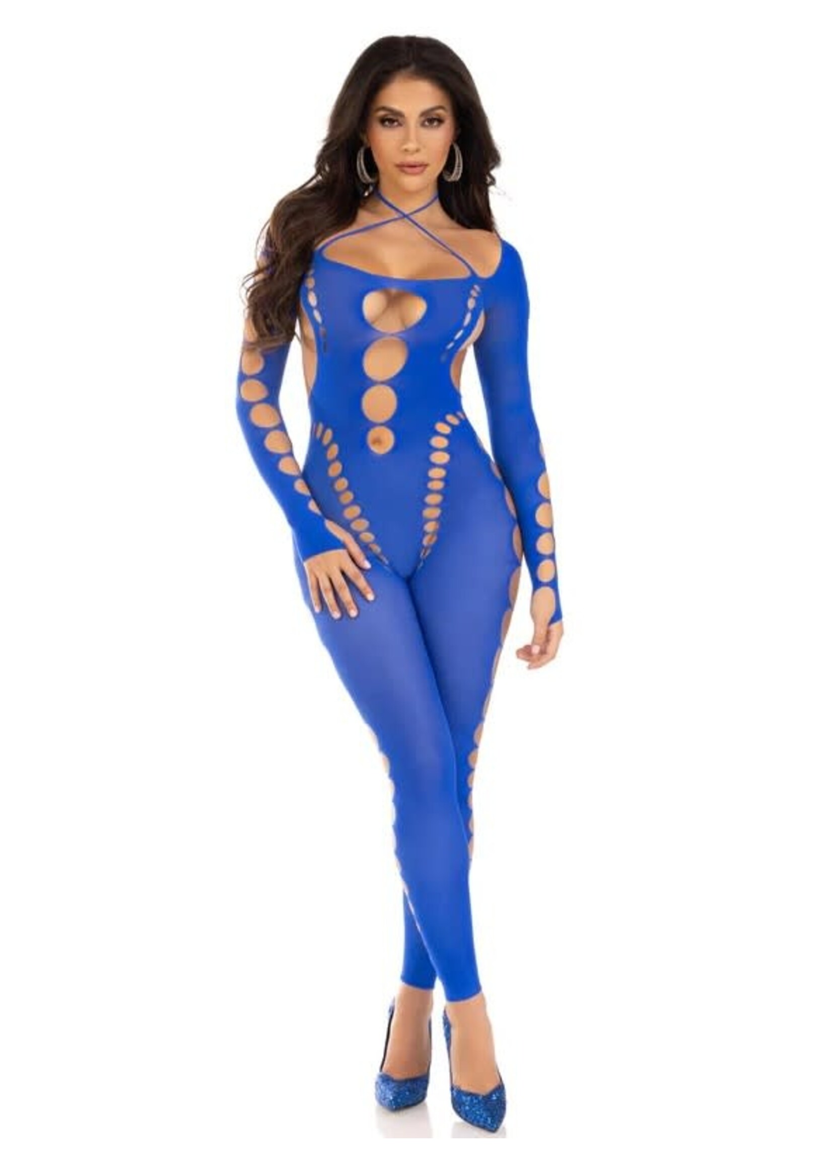 Leg Avenue Opaque Cut Out Footless Bodystocking - One Size
