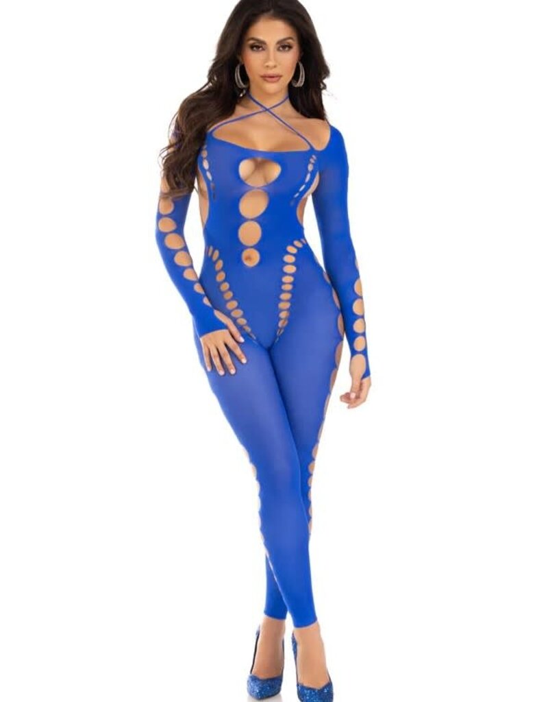 Leg Avenue Opaque Cut Out Footless Bodystocking - One Size