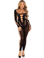 Leg Avenue Opaque Cut Out Footless Bodystocking - One Size