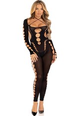 Leg Avenue Opaque Cut Out Footless Bodystocking - One Size