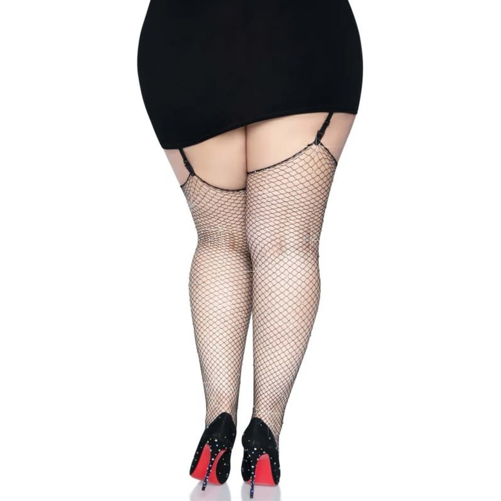 Leg Avenue Rhinestone Fishnet Stockings - Curvy Queen Size