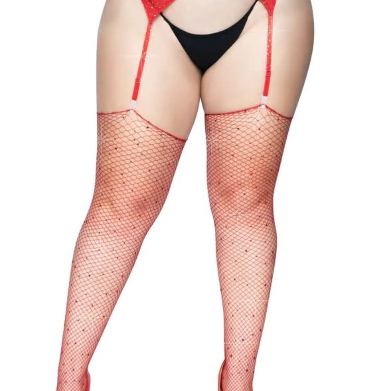 Leg Avenue Rhinestone Fishnet Stockings - Curvy Queen Size