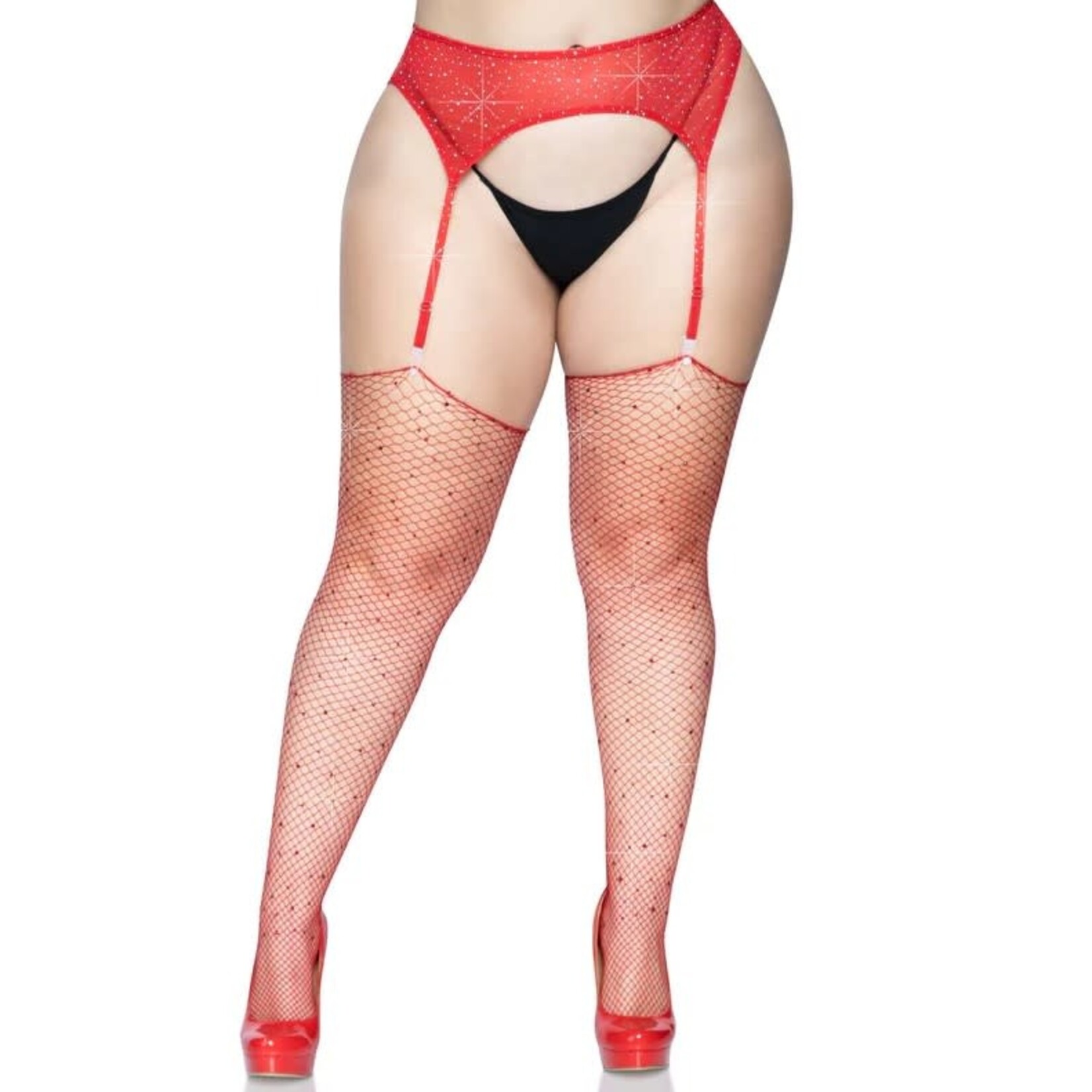 Leg Avenue Rhinestone Fishnet Stockings - Curvy Queen Size