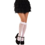 Leg Avenue Leg Avenue Sweetheart Knit Knee Highs with Lace Ruffle Cuff - O/S