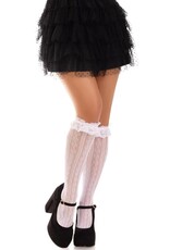 Leg Avenue Leg Avenue Sweetheart Knit Knee Highs with Lace Ruffle Cuff - O/S