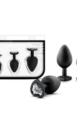 Blush Novelties Luxe - Bling Plugs Training Kit - Black With White Gems