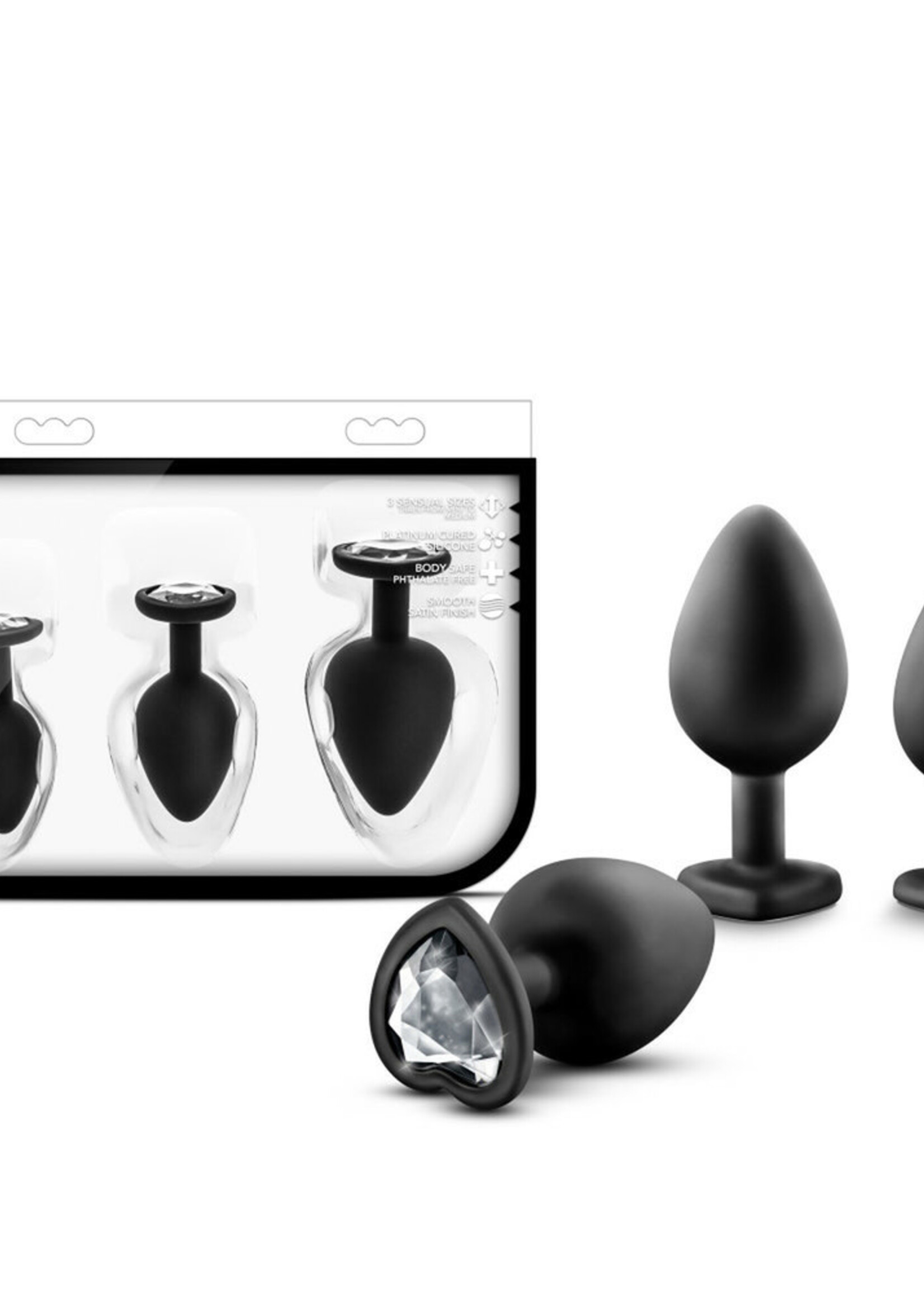 Blush Novelties Luxe - Bling Plugs Training Kit - Black With White Gems