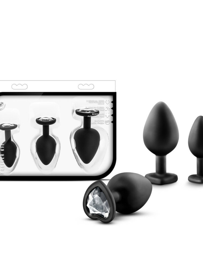 Blush Novelties Luxe - Bling Plugs Training Kit - Black With White Gems