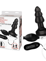 Lux Fetish Lux Fetish 4" Inflatable Vibrating Butt Plug w/Suction Base - Black