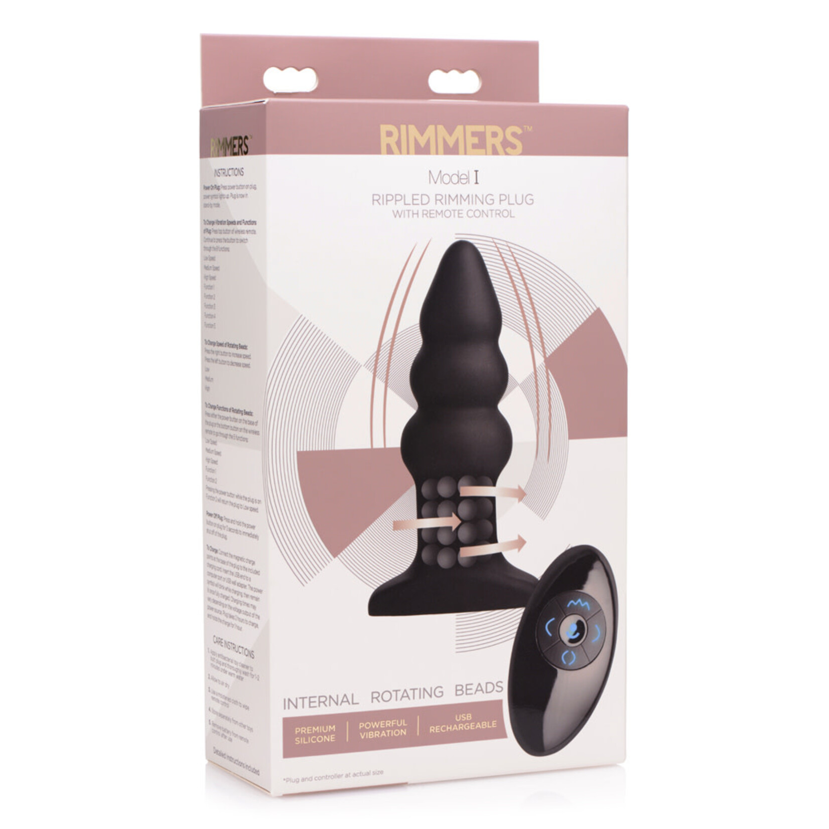 XR Brands Rimmers Rimmer Model I Rippled Rimming Plug With Remote