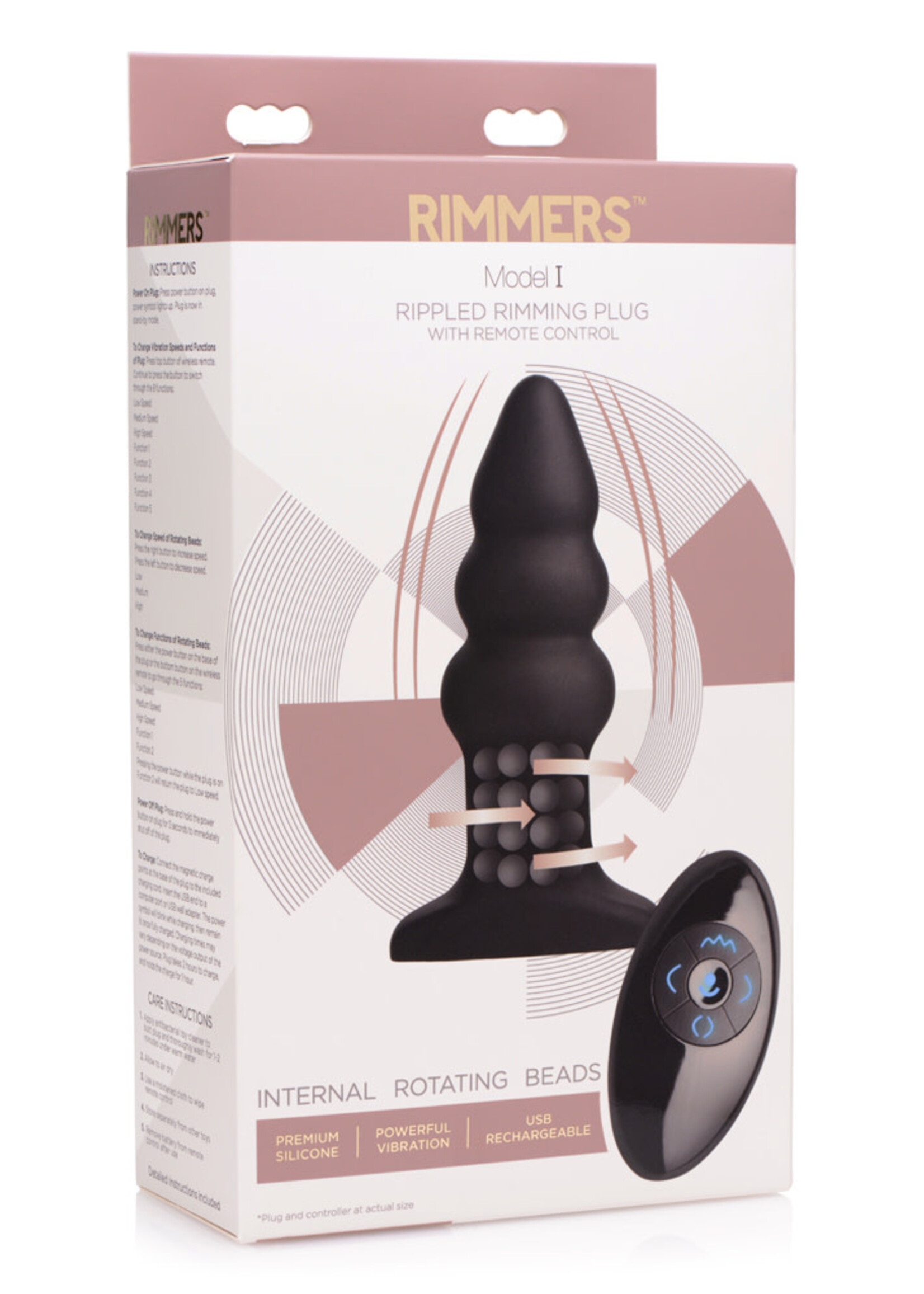 XR Brands Rimmers Rimmer Model I Rippled Rimming Plug With Remote