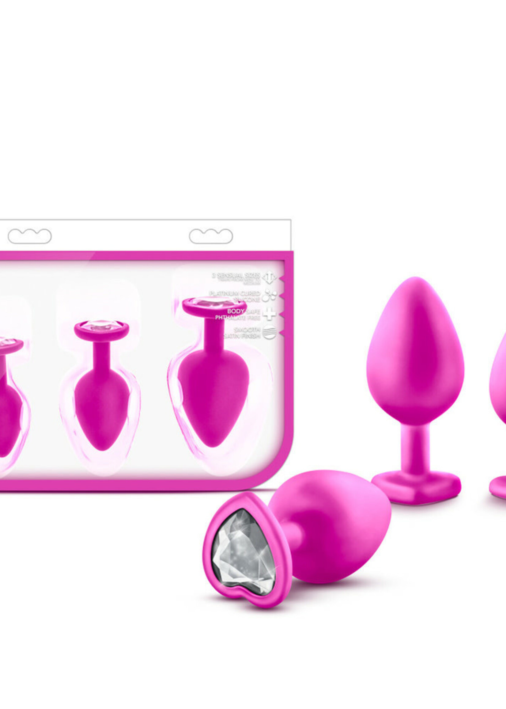 Blush Novelties Luxe - Bling Plugs Training Kit - Pink With White Gems