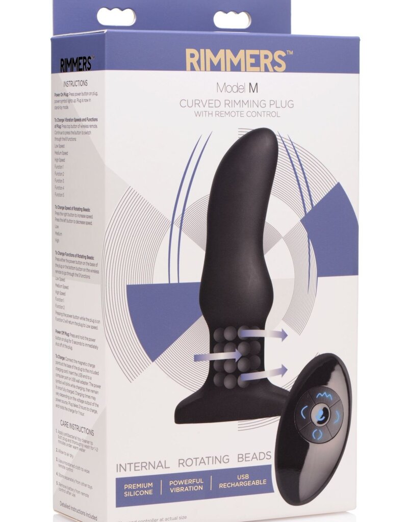 XR Brands Rimmers Model M Curved Rimming Plug With Remote Control