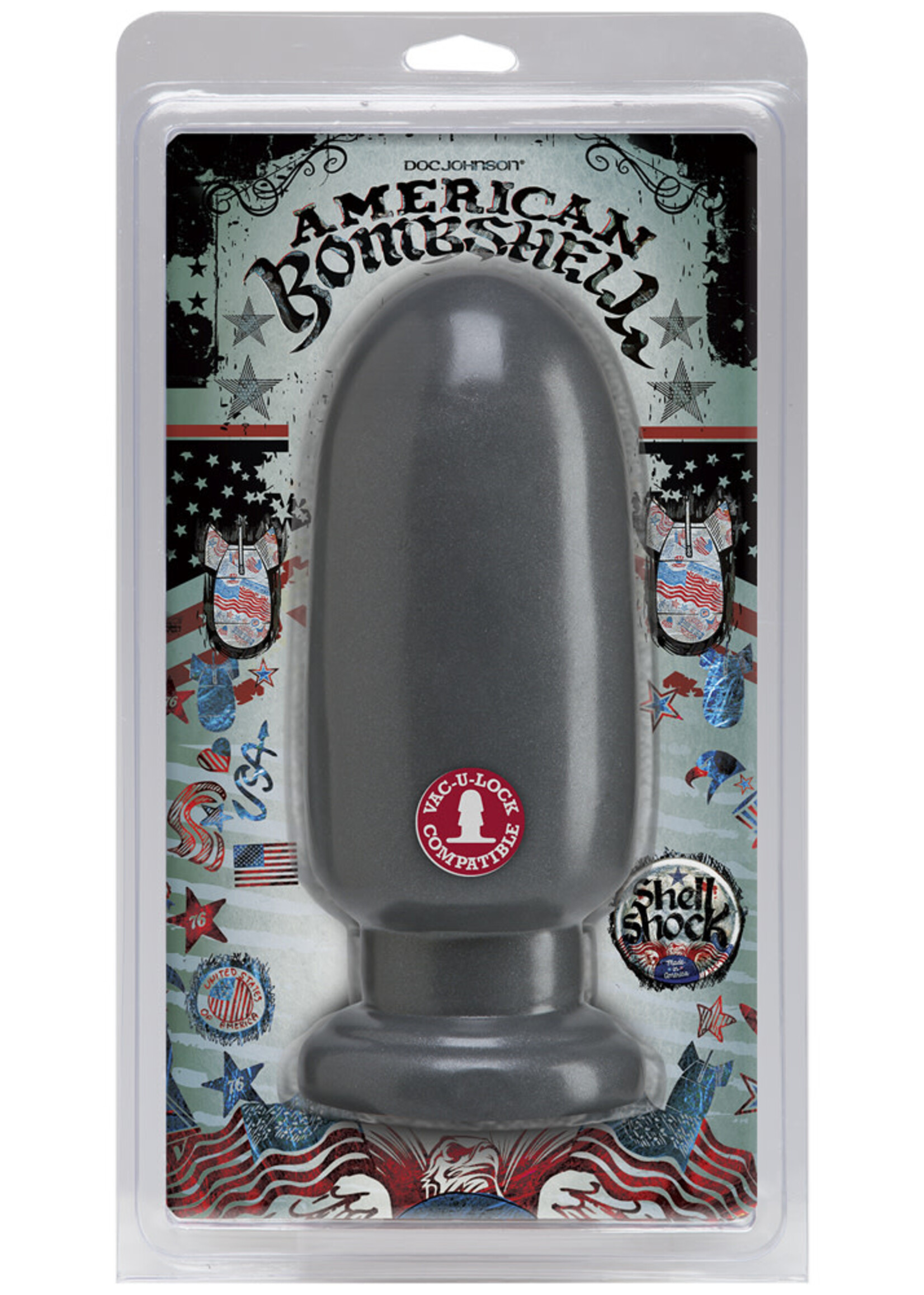 Doc Johnson American Bombshell - Shell Shock Anal Plug - Large - Gun Metal