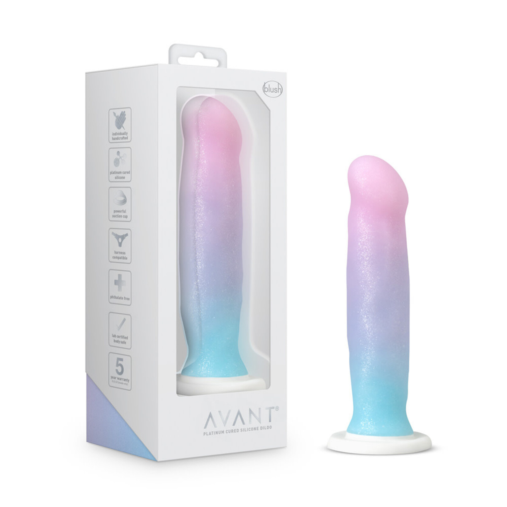 Blush Novelties Avant D17 Lucky Silicone Dildo 8in - Multi Color