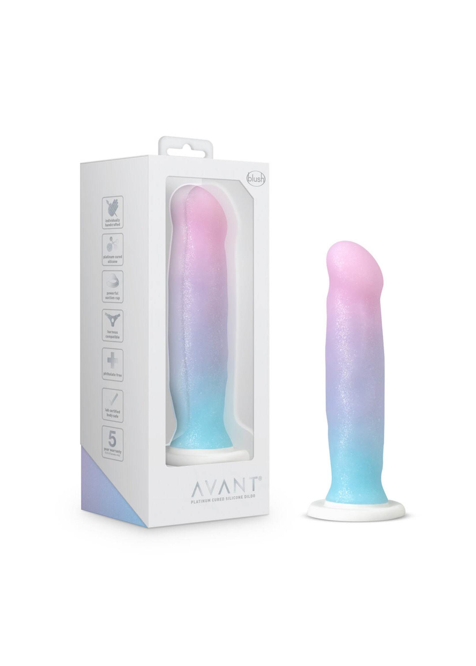 Blush Novelties Avant D17 Lucky Silicone Dildo 8in - Multi Color