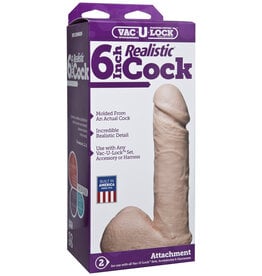 Doc Johnson Vac-U-Lock 6 Inch Realistic Cock - White