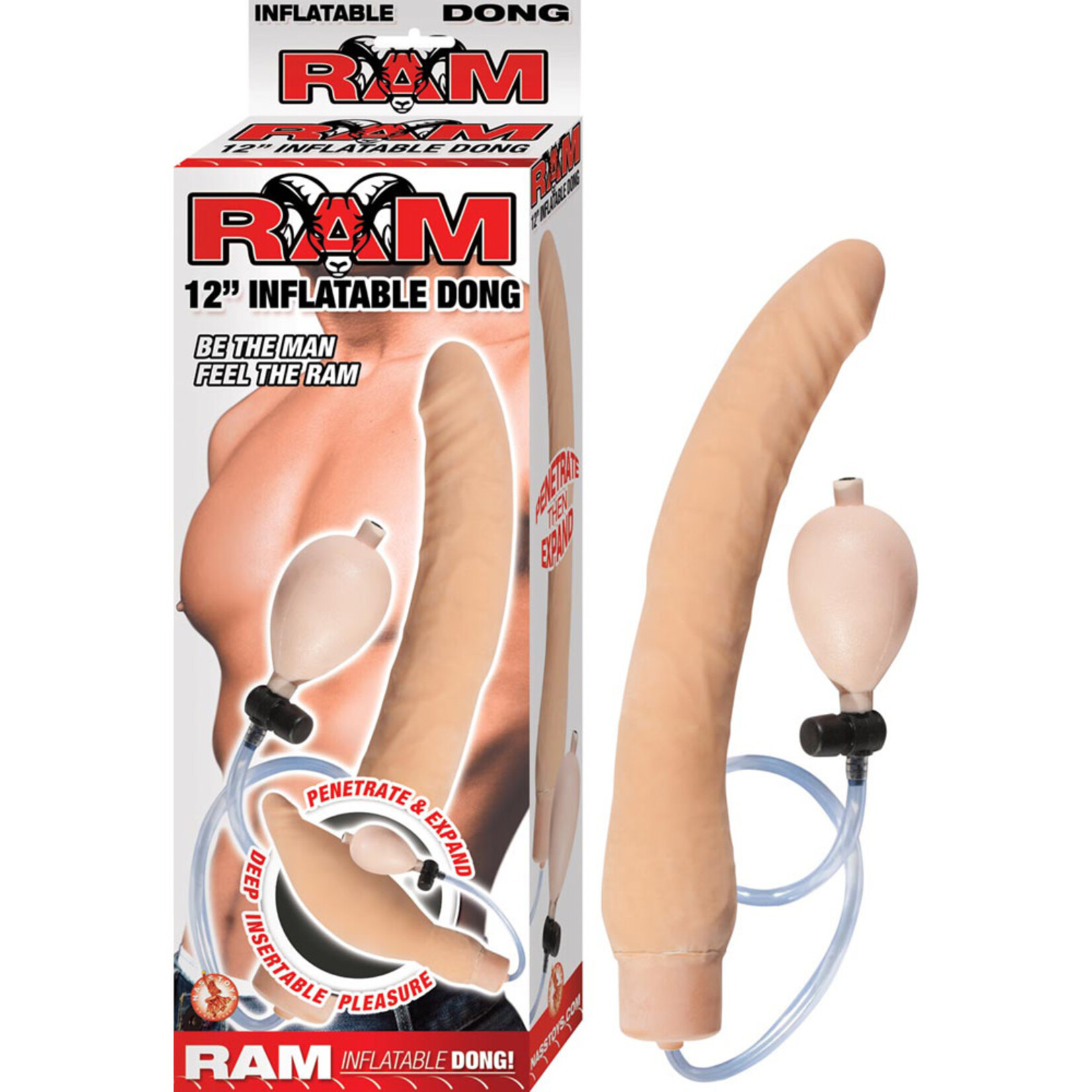 NassToys Ram 12-Inch Inflatable Dong - Flesh
