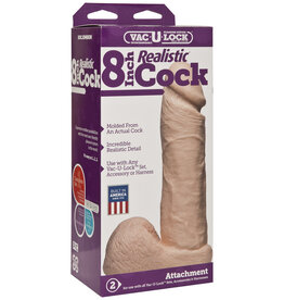 Doc Johnson Vac-U-Lock 8 Inch Realistic Cock - White