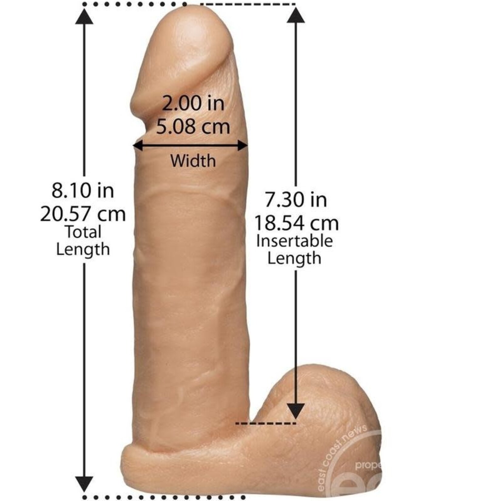 Doc Johnson Vac-U-Lock 8 Inch Realistic Cock - White