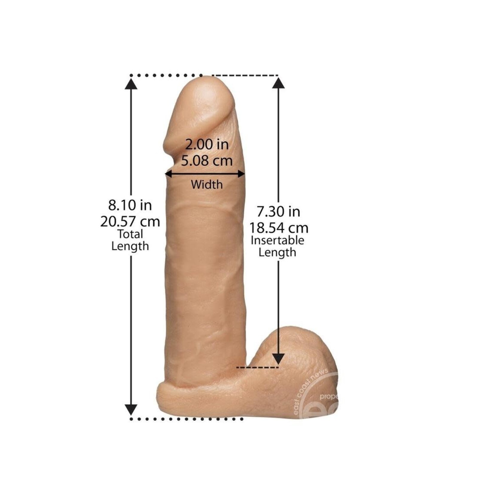 Doc Johnson Vac-U-Lock 8 Inch Realistic Cock - White