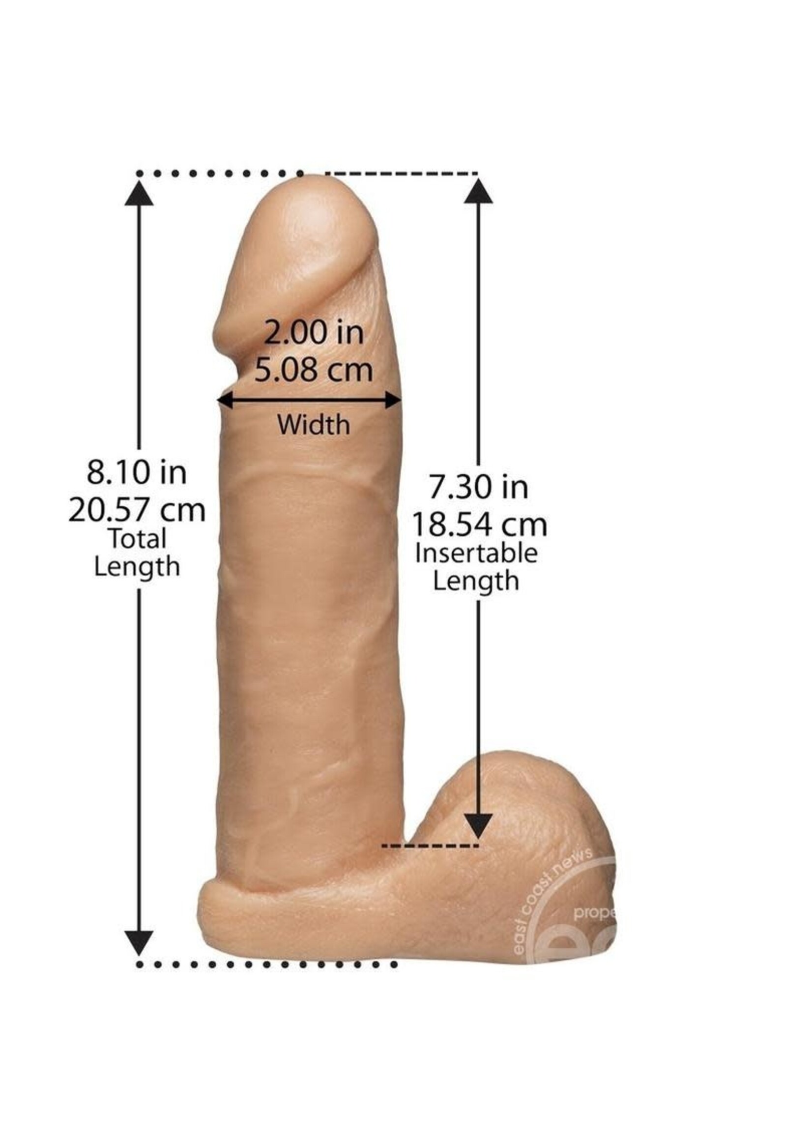 Doc Johnson Vac-U-Lock 8 Inch Realistic Cock - White