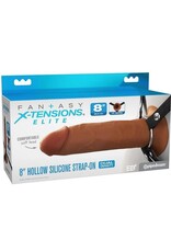 Pipedream Fantasy X-Tensions Elite Silicone Dual Density Hollow Strap-On 8in - Caramel