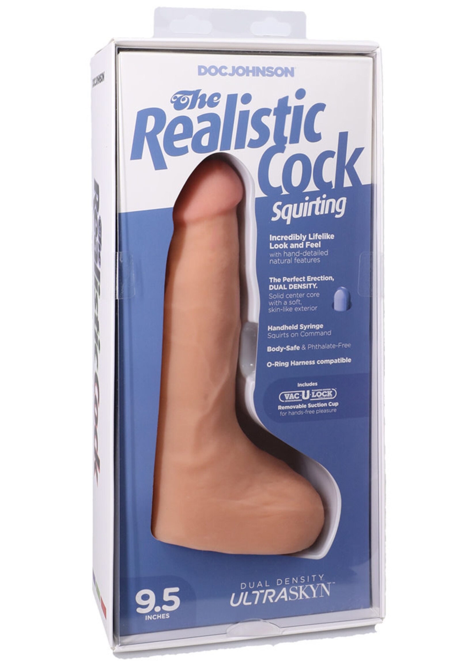 Doc Johnson The Realistic Cock Squirting Cock Ultraskyn 9.5" With Balls