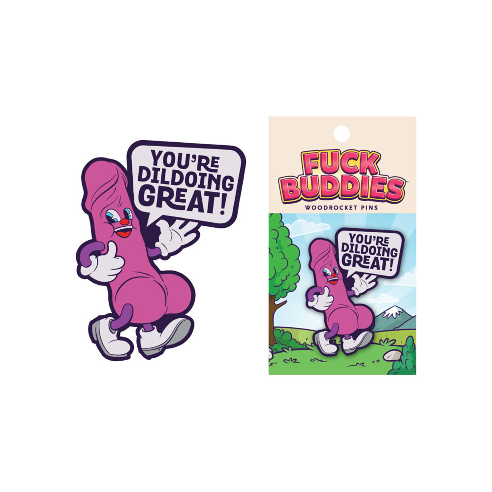 Wood Rocket Fuck Buddies You're Dildoing Great Enamel Pin - Multicolor