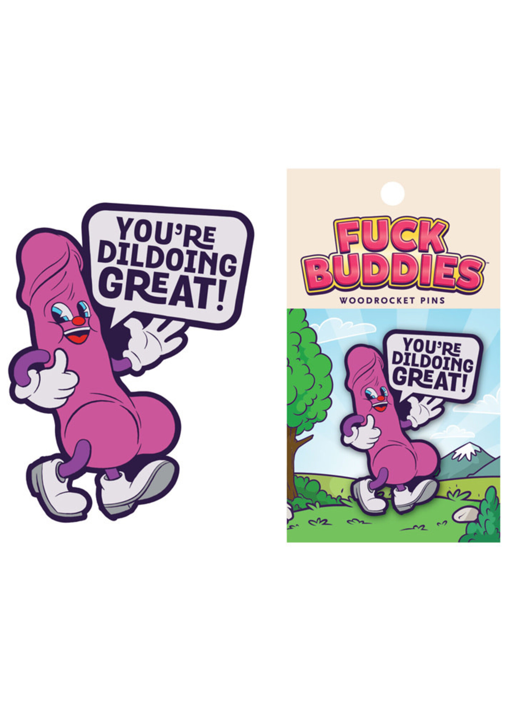 Wood Rocket Fuck Buddies You're Dildoing Great Enamel Pin - Multicolor