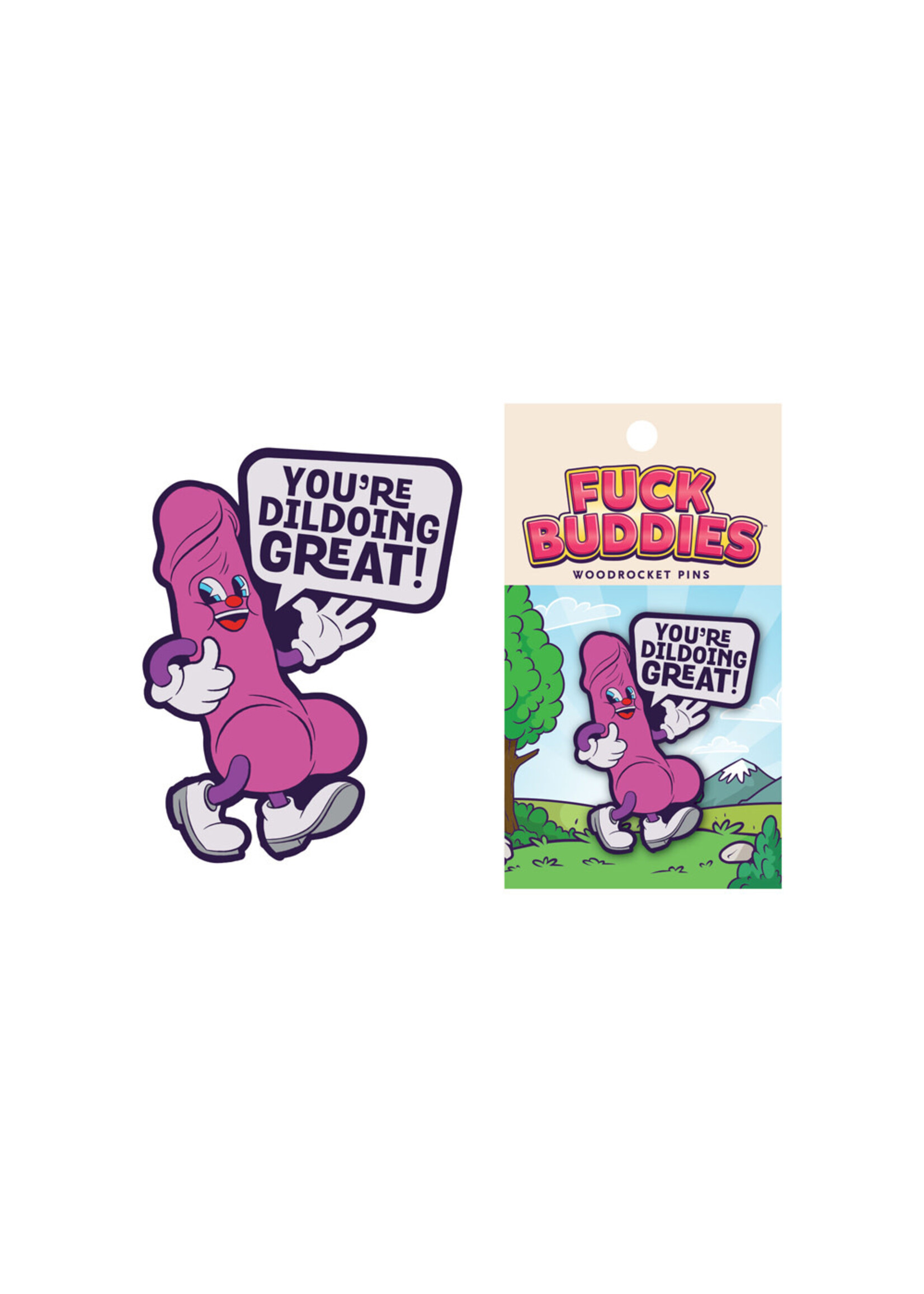 Wood Rocket Fuck Buddies You're Dildoing Great Enamel Pin - Multicolor