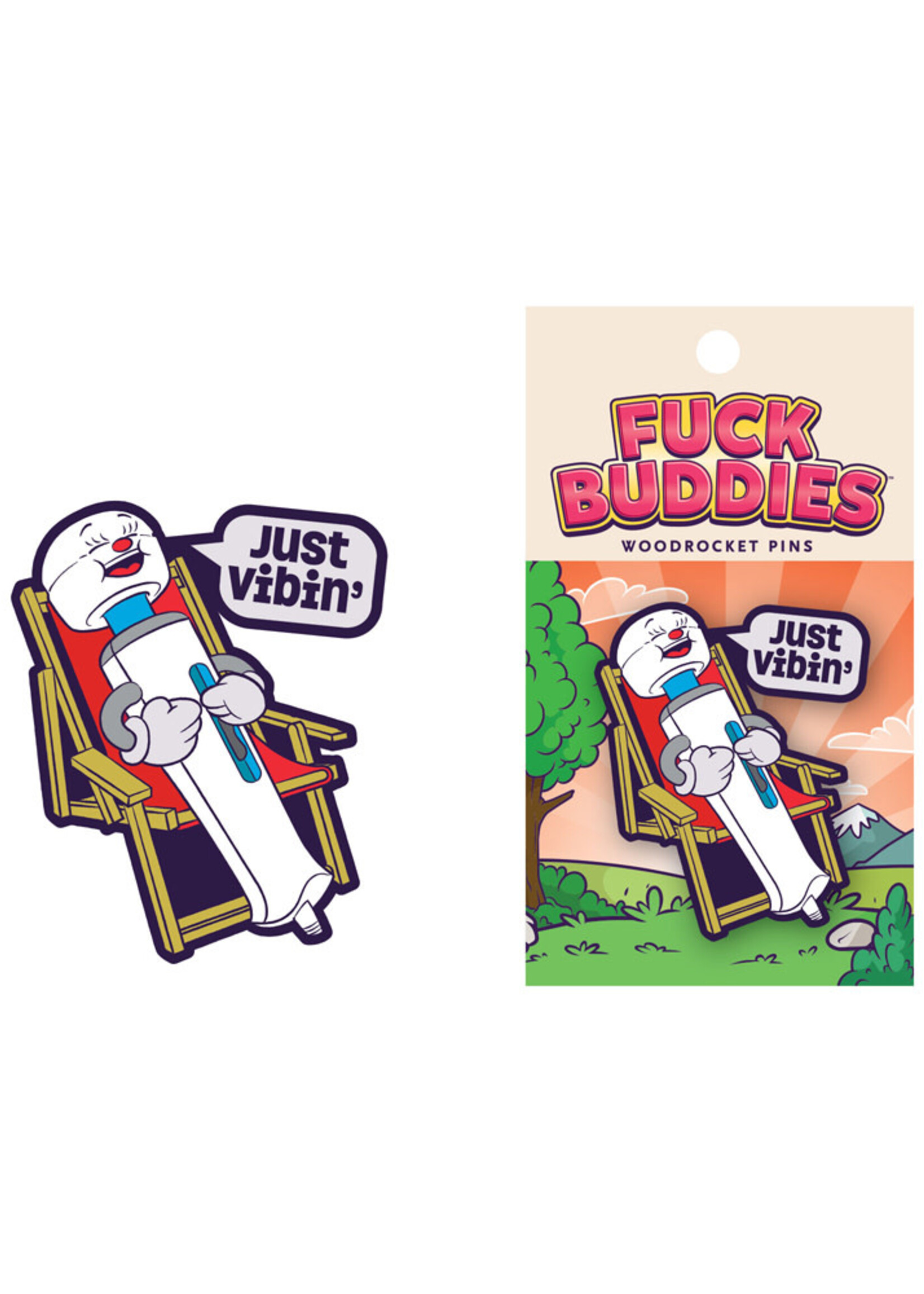 Wood Rocket Fuck Buddies Just Vibin' Enamel Pin - Multicolor