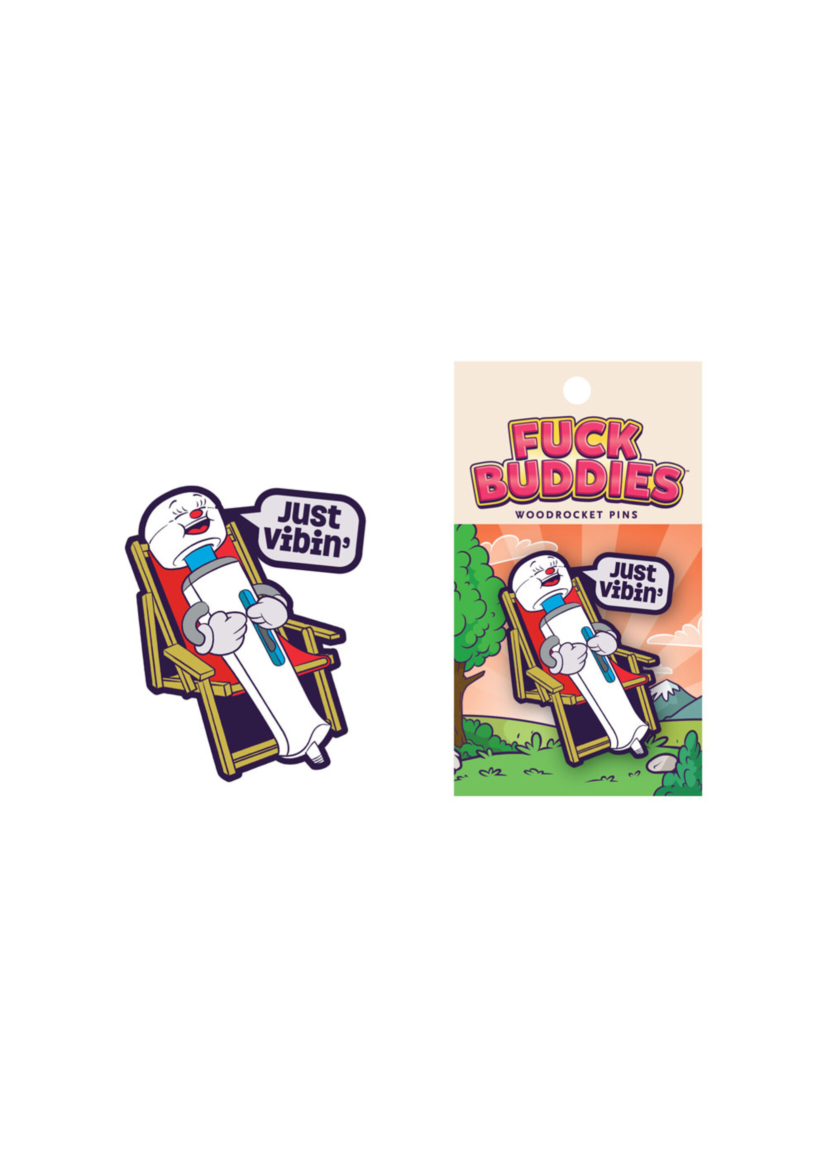 Wood Rocket Fuck Buddies Just Vibin' Enamel Pin - Multicolor
